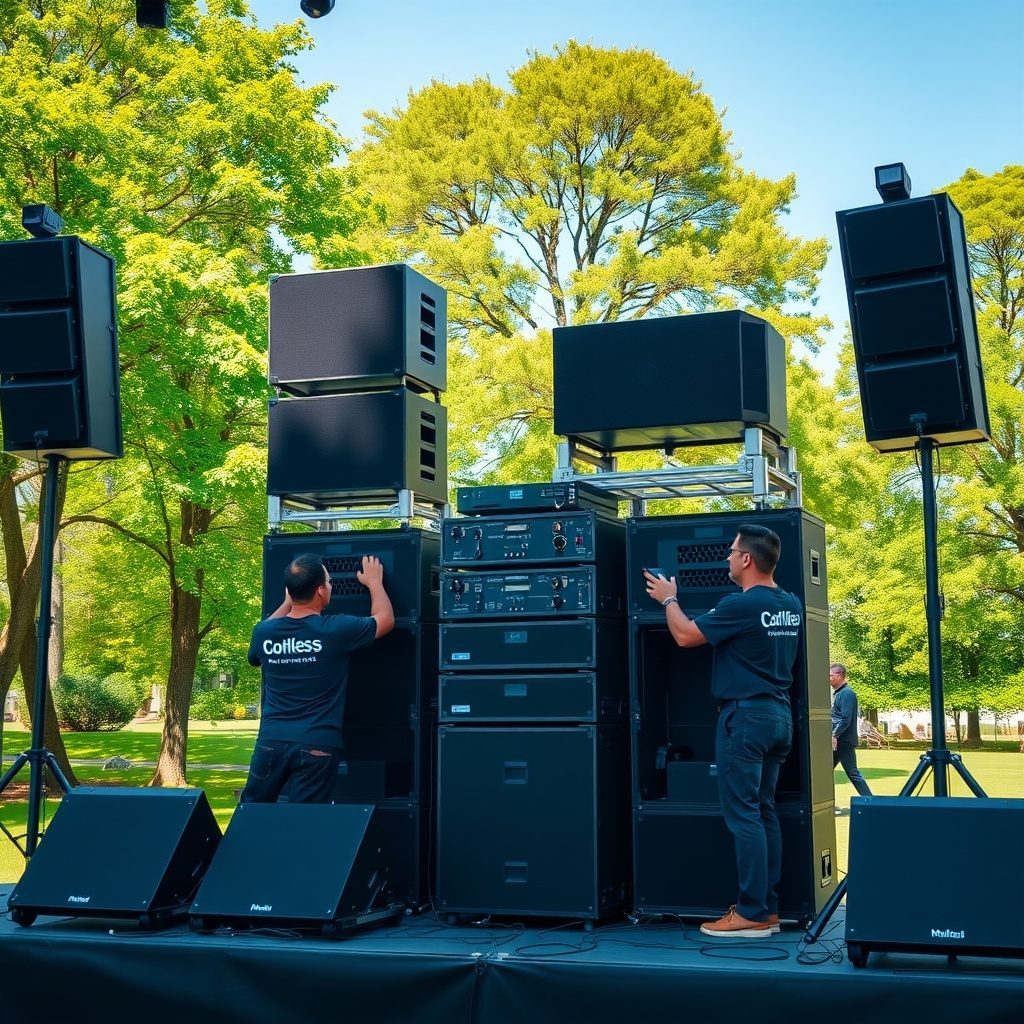 High-quality speaker array for outdoor events